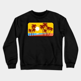 Tropical Beach Sunset with Palm Trees Crewneck Sweatshirt